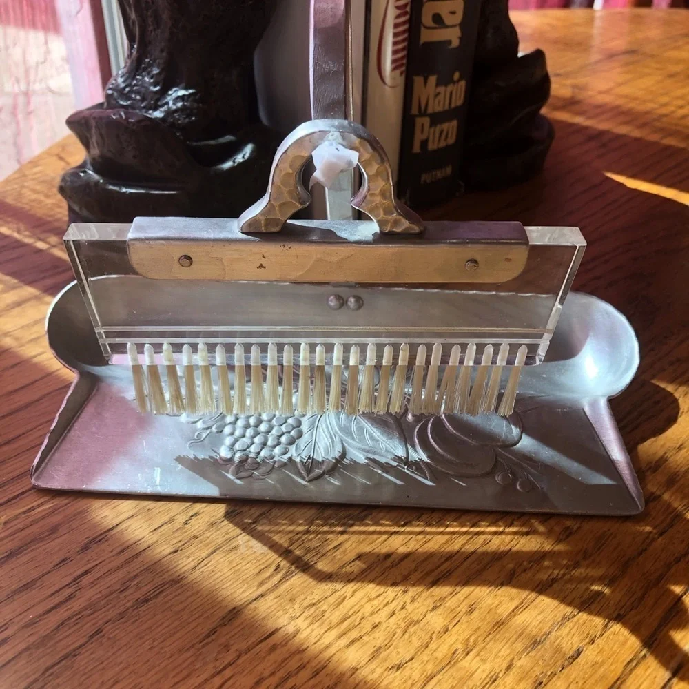 Crumb Catcher Tray Pan with Brush & Stand